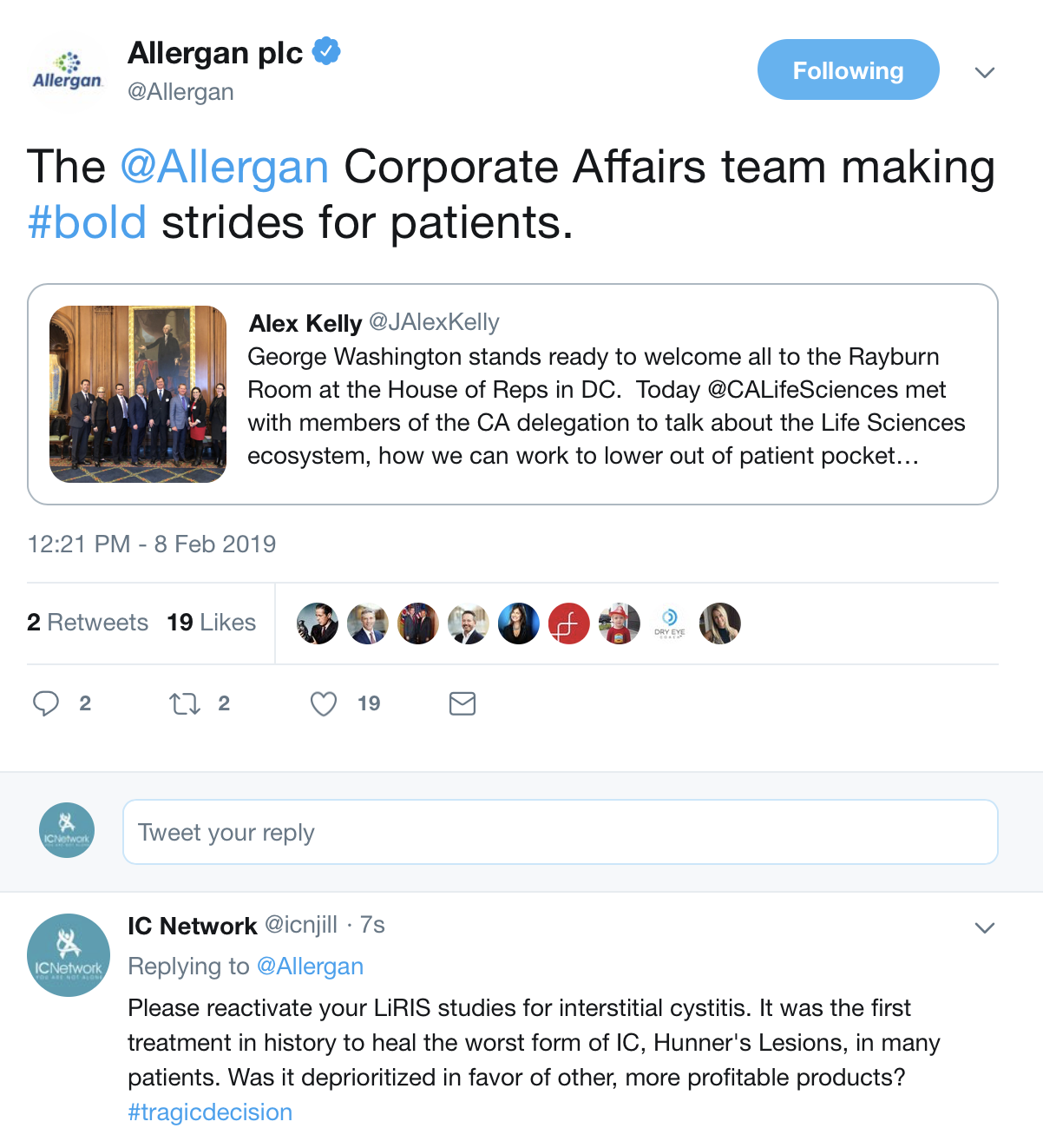 ICN asks Allergan about LiRIS reprioritization on Twitter